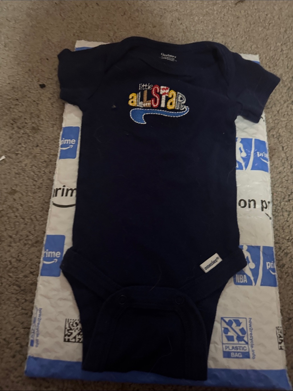 Gerber Navy Blue "Little All Star" Short Sleeve One-Piece